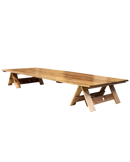 Boho Picnic Wooden Trestle Table